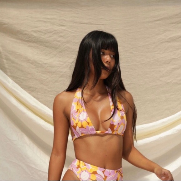 Stone Fox Swim Swimsuit Retro Bloom Print Rico Bikini Top & River Bottom Size XS - Picture 5 of 16